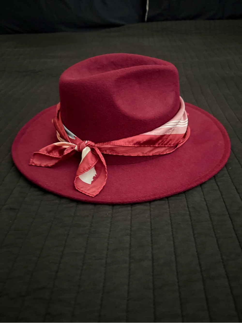 No Brand Burgundy Felt Wide Brim Hat